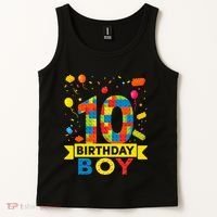 10 Year Old Building Blocks 10th Birthday Boy Tank Top thumb 2