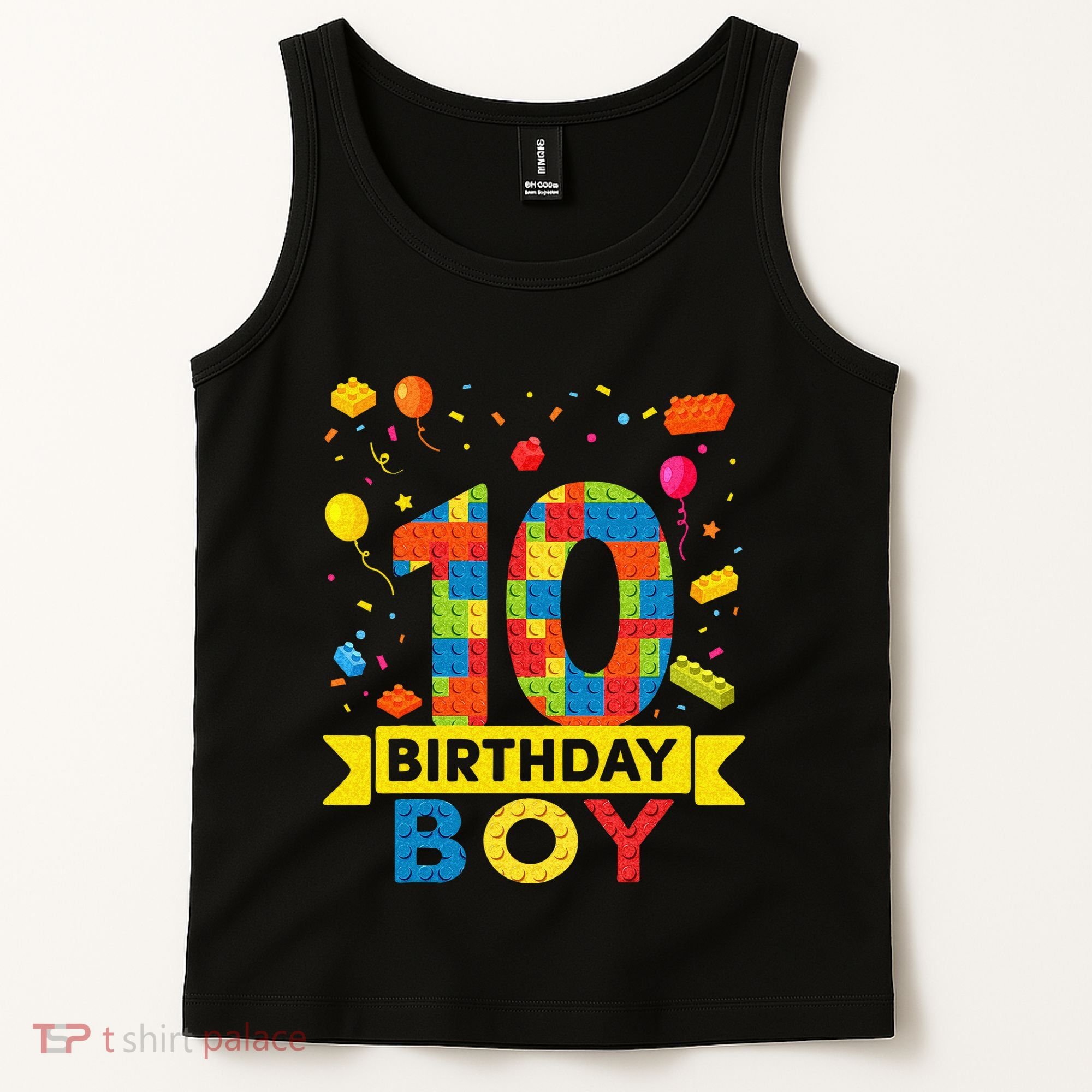 10 Year Old Building Blocks 10th Birthday Boy Tank Top