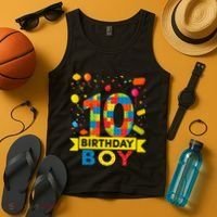 10 Year Old Building Blocks 10th Birthday Boy Tank Top thumb 4