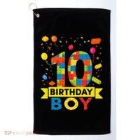 10 Year Old Building Blocks 10th Birthday Boy Golf Towel thumb 0