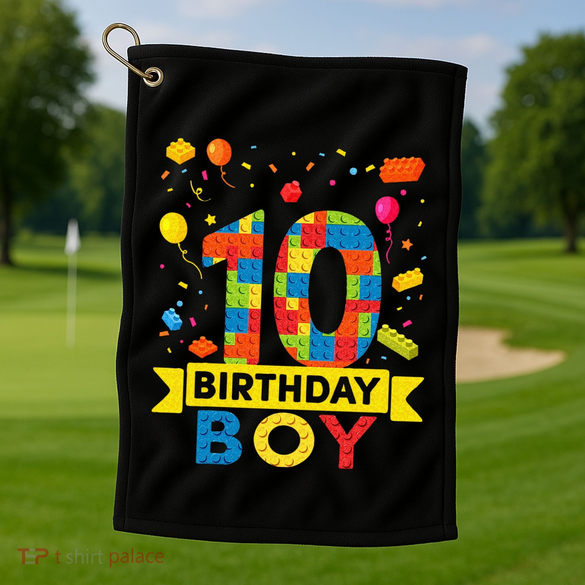 10 Year Old Building Blocks 10th Birthday Boy Golf Towel
