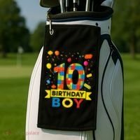 10 Year Old Building Blocks 10th Birthday Boy Golf Towel thumb 2