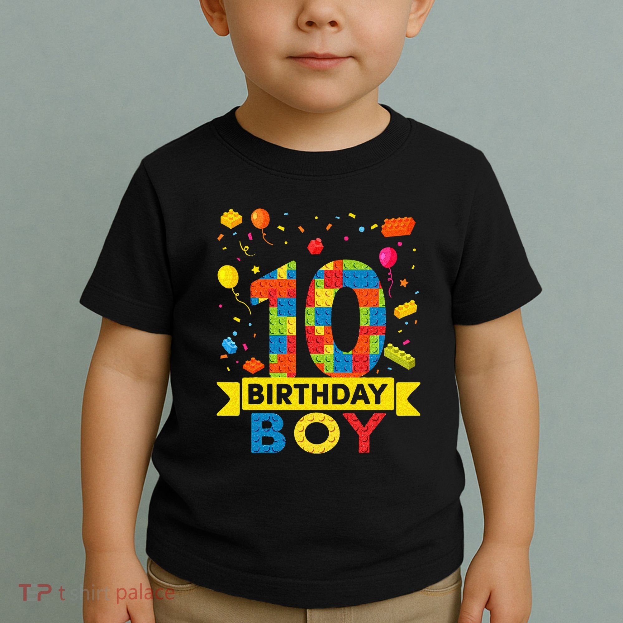 10 Year Old Building Blocks 10th Birthday Boy Toddler T-Shirt