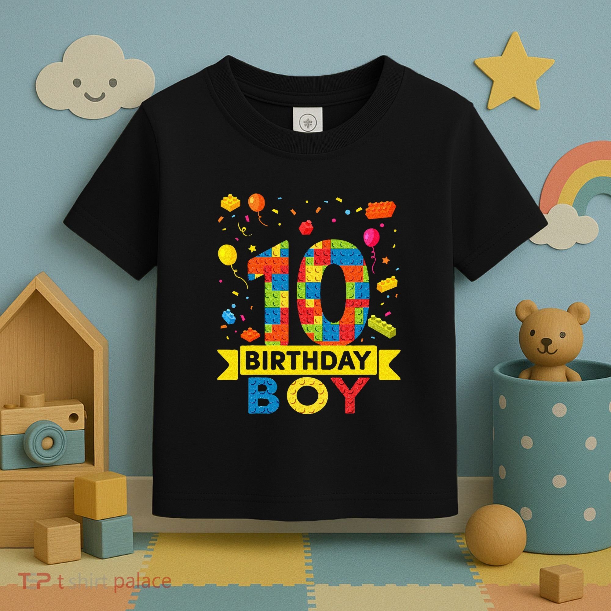 10 Year Old Building Blocks 10th Birthday Boy Toddler T-Shirt