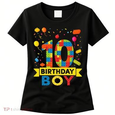 10 Year Old Building Blocks 10th Birthday Boy Women's T-Shirt