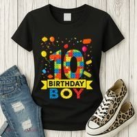 10 Year Old Building Blocks 10th Birthday Boy Women's T-Shirt thumb 3