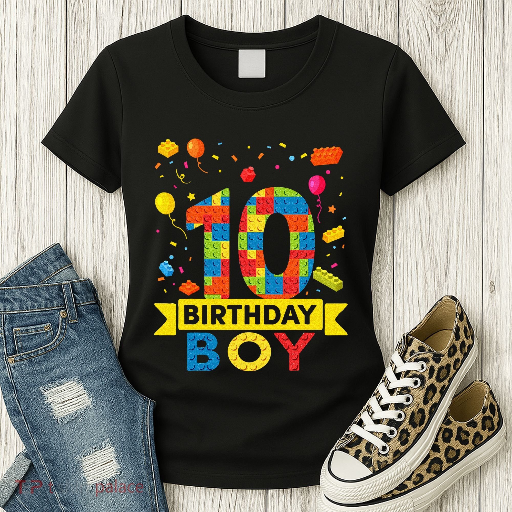 10 Year Old Building Blocks 10th Birthday Boy Women's T-Shirt