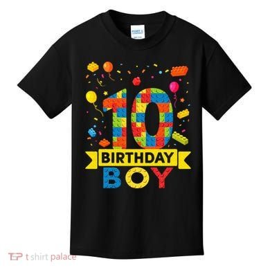 10 Year Old Building Blocks 10th Birthday Boy Kids T-Shirt
