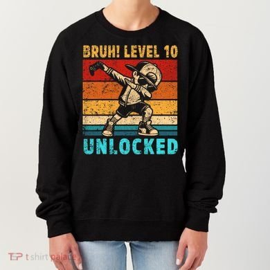 10 Year Old Birthday Dabbing Boy Bruh 10th Level Unlocked Women's Sweatshirt