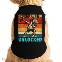 10 Year Old Birthday Dabbing Boy Bruh 10th Level Unlocked Doggie Tank thumb 0