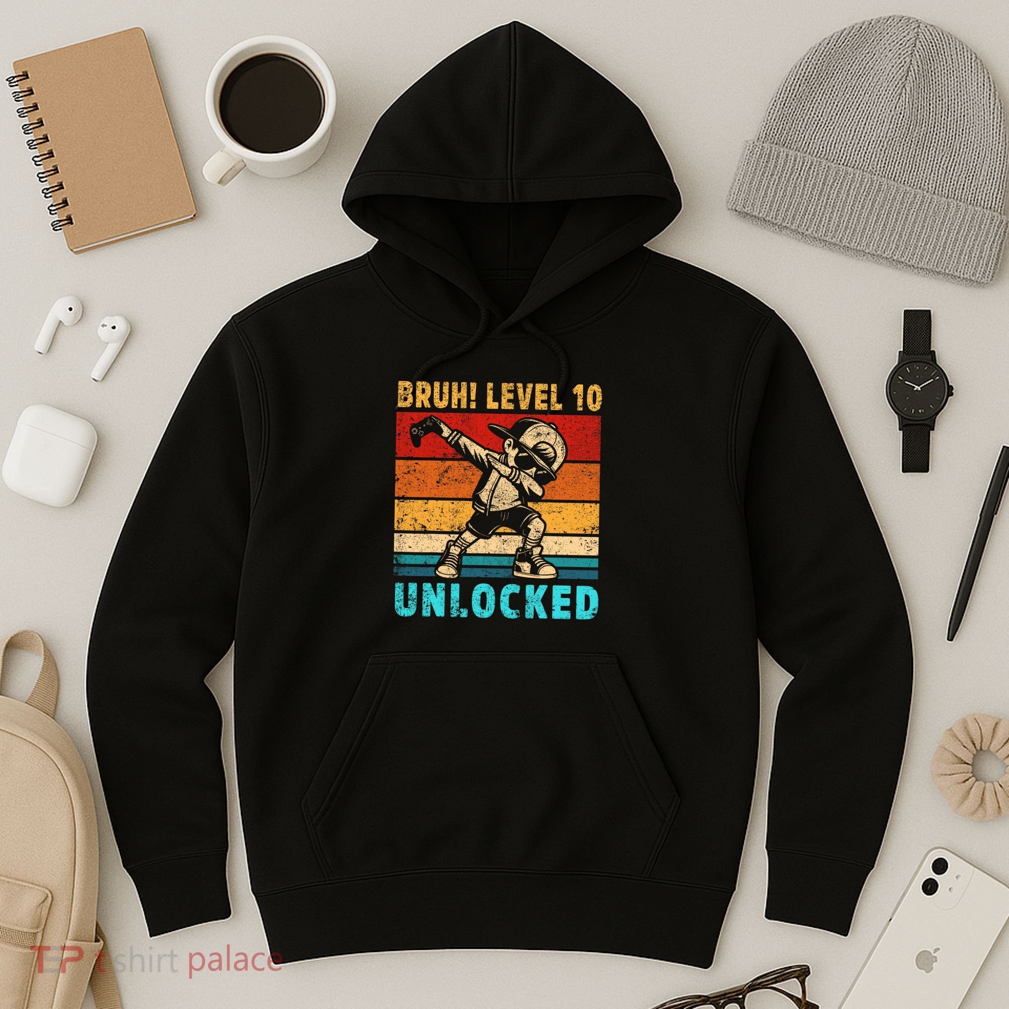10 Year Old Birthday Dabbing Boy Bruh 10th Level Unlocked Hoodie