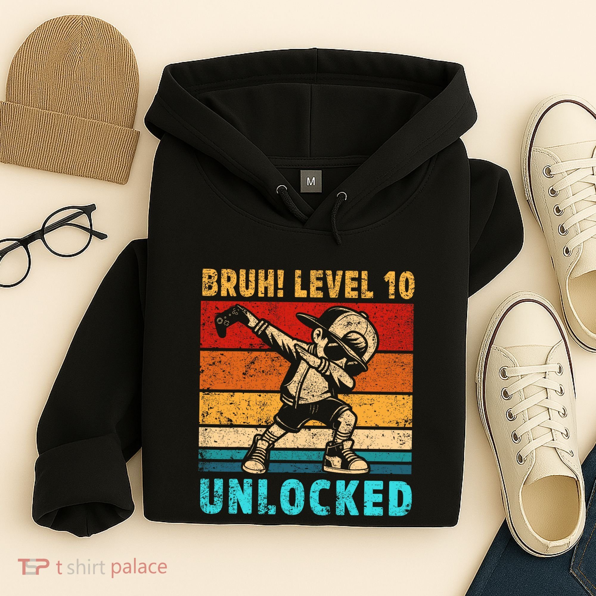 10 Year Old Birthday Dabbing Boy Bruh 10th Level Unlocked Hoodie