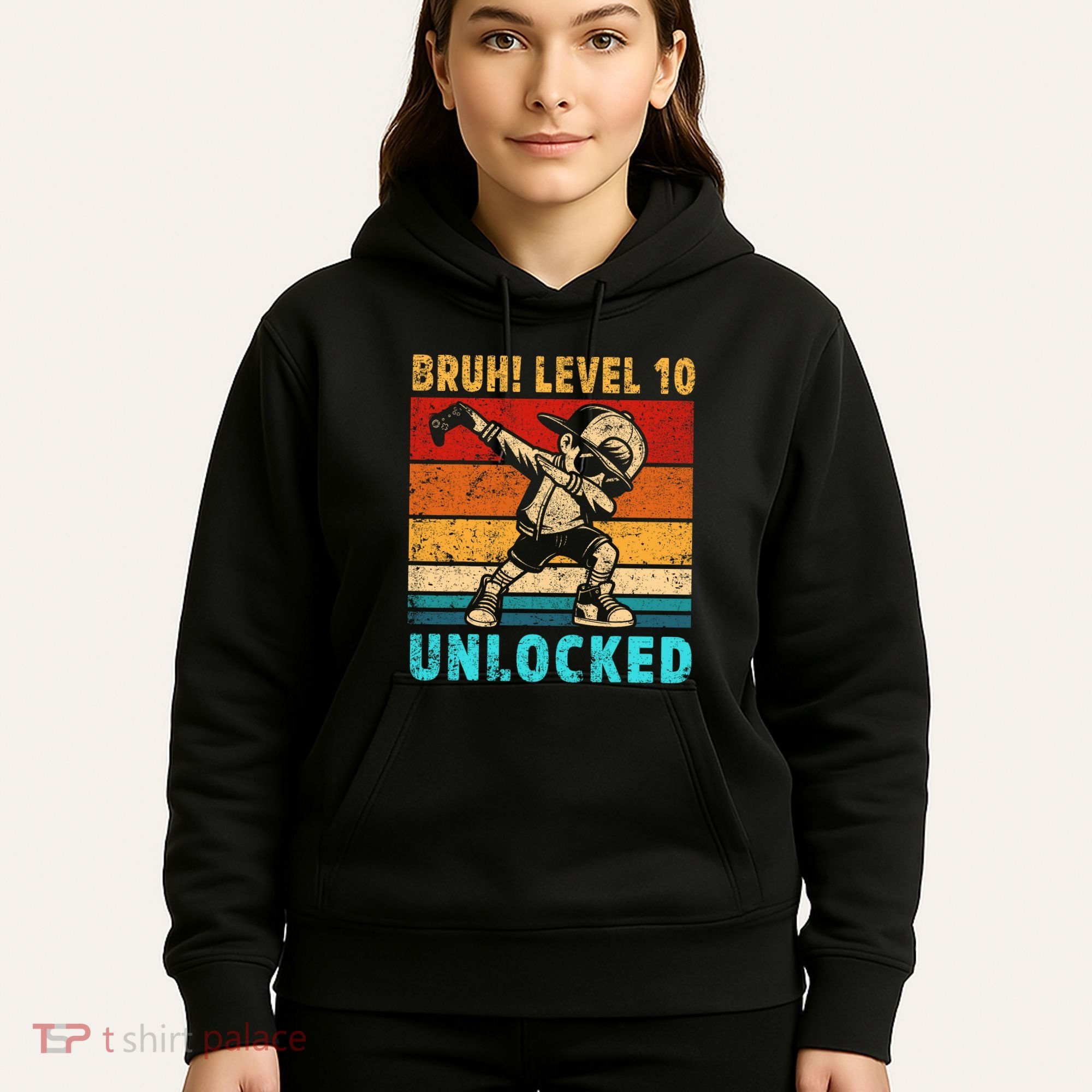 10 Year Old Birthday Dabbing Boy Bruh 10th Level Unlocked Hoodie