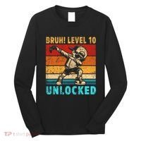 10 Year Old Birthday Dabbing Boy Bruh 10th Level Unlocked Long Sleeve Shirt thumb 0
