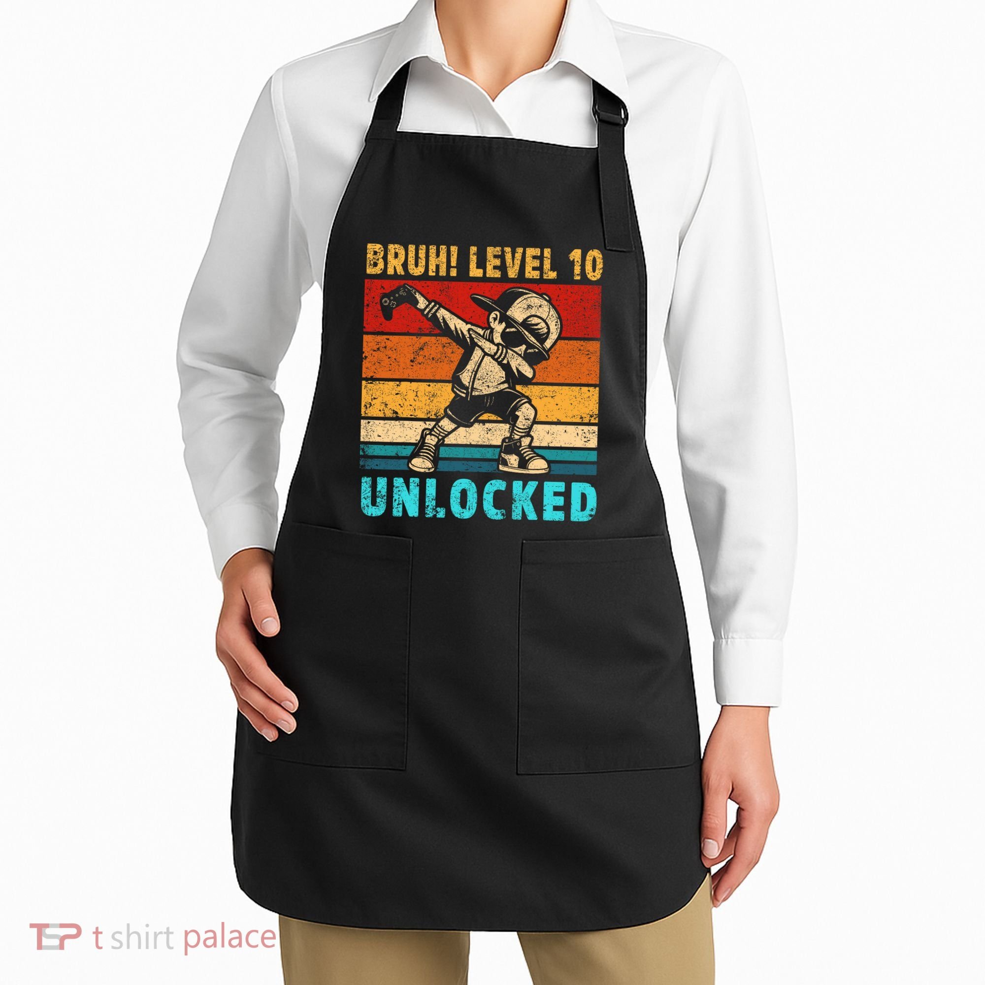 10 Year Old Birthday Dabbing Boy Bruh 10th Level Unlocked Apron