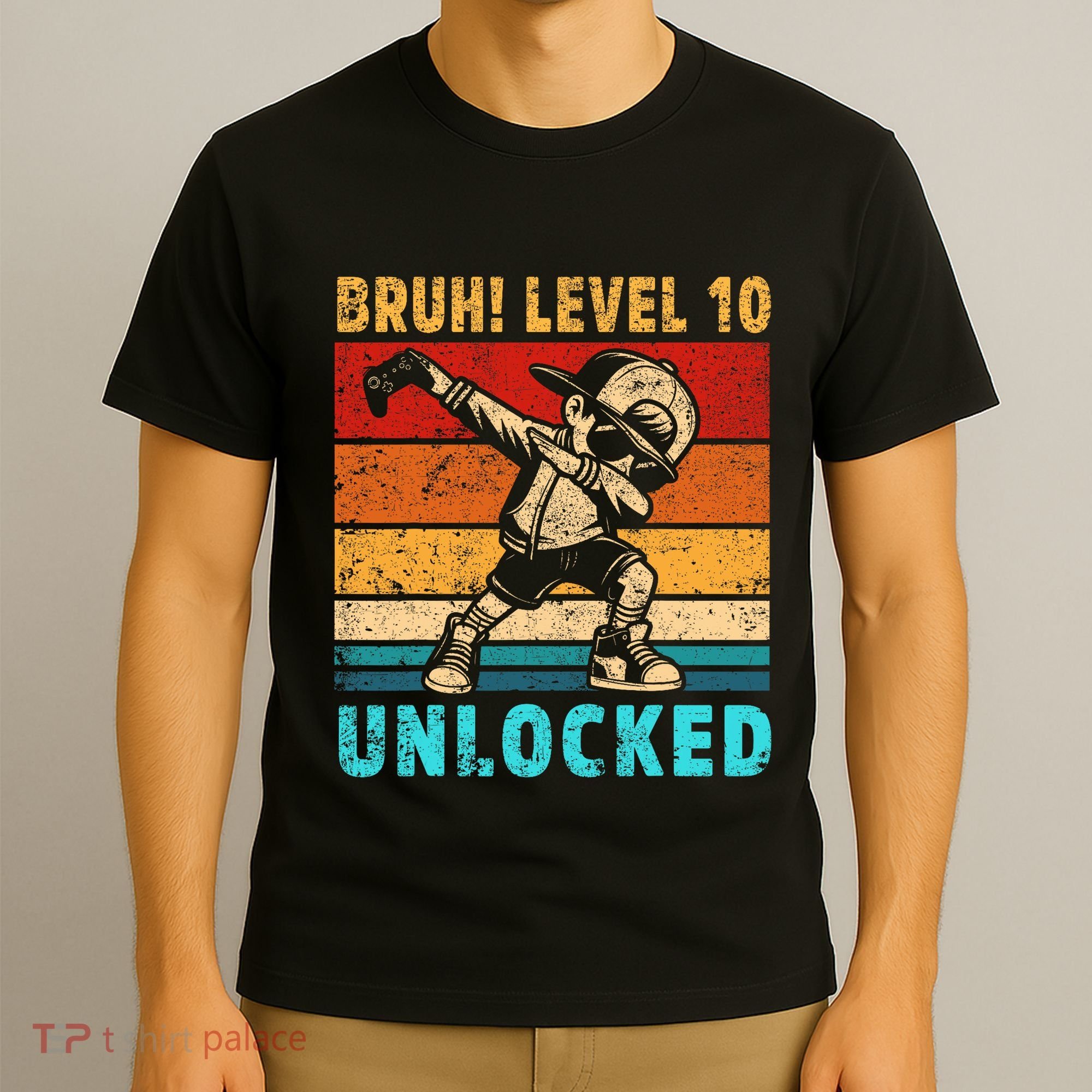 10 Year Old Birthday Dabbing Boy Bruh 10th Level Unlocked T-Shirt