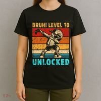 10 Year Old Birthday Dabbing Boy Bruh 10th Level Unlocked T-Shirt thumb 4