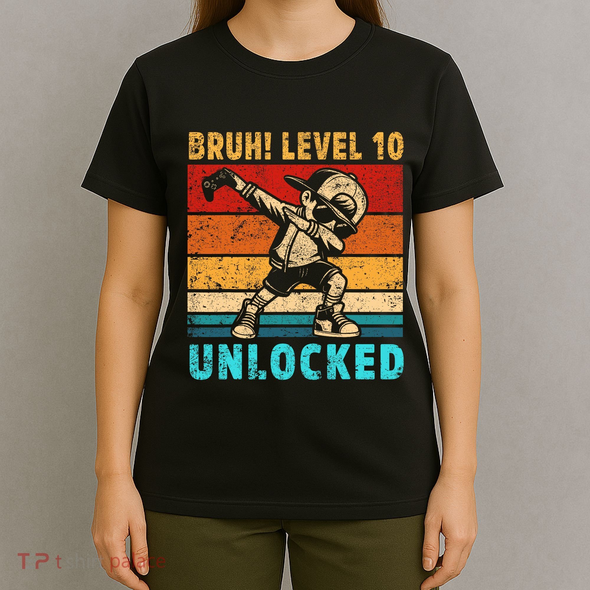 10 Year Old Birthday Dabbing Boy Bruh 10th Level Unlocked T-Shirt
