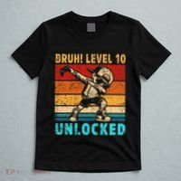 10 Year Old Birthday Dabbing Boy Bruh 10th Level Unlocked T-Shirt thumb 5