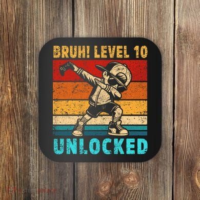 10 Year Old Birthday Dabbing Boy Bruh 10th Level Unlocked Coaster