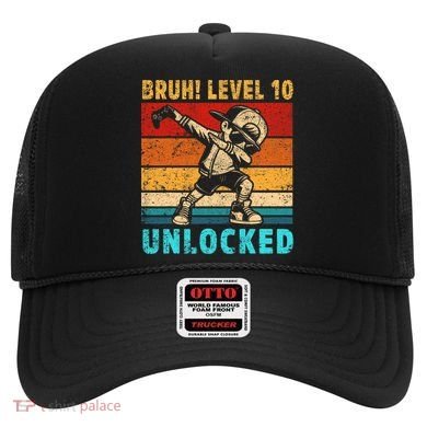10 Year Old Birthday Dabbing Boy Bruh 10th Level Unlocked Hat