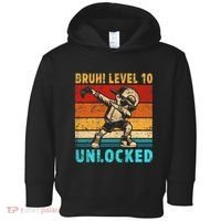 10 Year Old Birthday Dabbing Boy Bruh 10th Level Unlocked Toddler Hoodie thumb 0