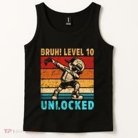 10 Year Old Birthday Dabbing Boy Bruh 10th Level Unlocked Tank Top thumb 2
