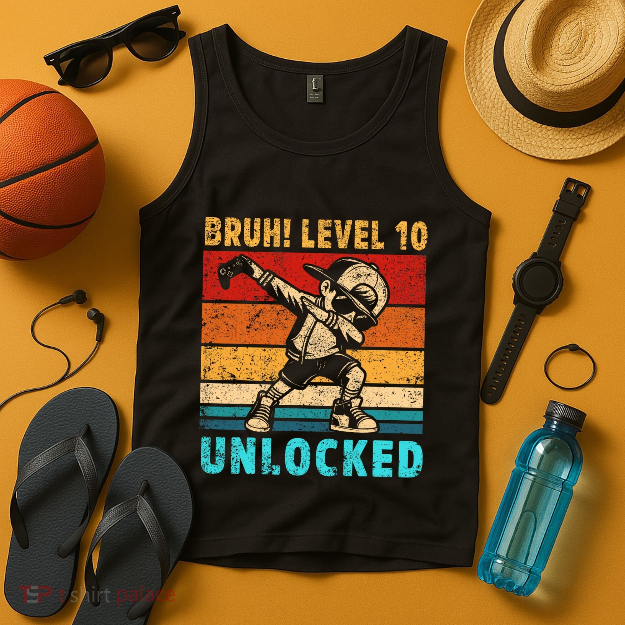 10 Year Old Birthday Dabbing Boy Bruh 10th Level Unlocked Tank Top