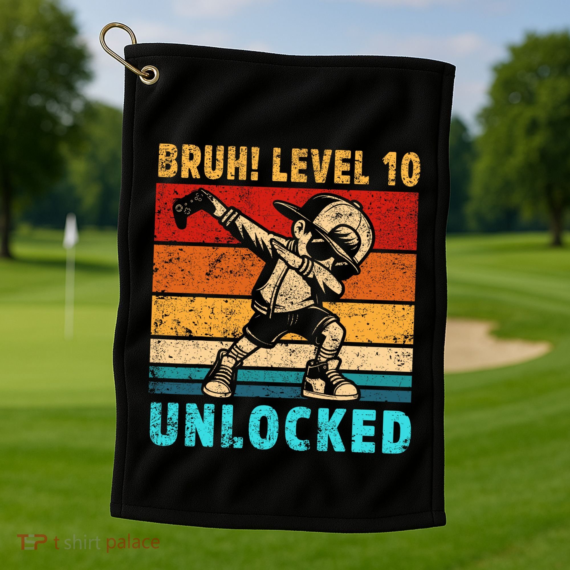 10 Year Old Birthday Dabbing Boy Bruh 10th Level Unlocked Golf Towel