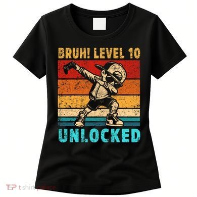 10 Year Old Birthday Dabbing Boy Bruh 10th Level Unlocked Women's T-Shirt