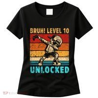 10 Year Old Birthday Dabbing Boy Bruh 10th Level Unlocked Women's T-Shirt thumb 0
