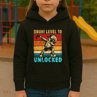 10 Year Old Birthday Dabbing Boy Bruh 10th Level Unlocked Kids Hoodie thumb 3