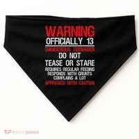 13 Years Old Warning Dangerous Teenager 13th Birthday USA-Made Doggie Bandana thumb 0