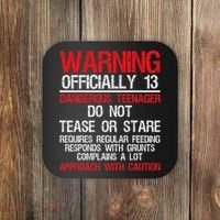 13 Years Old Warning Dangerous Teenager 13th Birthday Coaster thumb 0