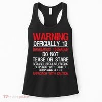 13 Years Old Warning Dangerous Teenager 13th Birthday Women's Tank Top thumb 0