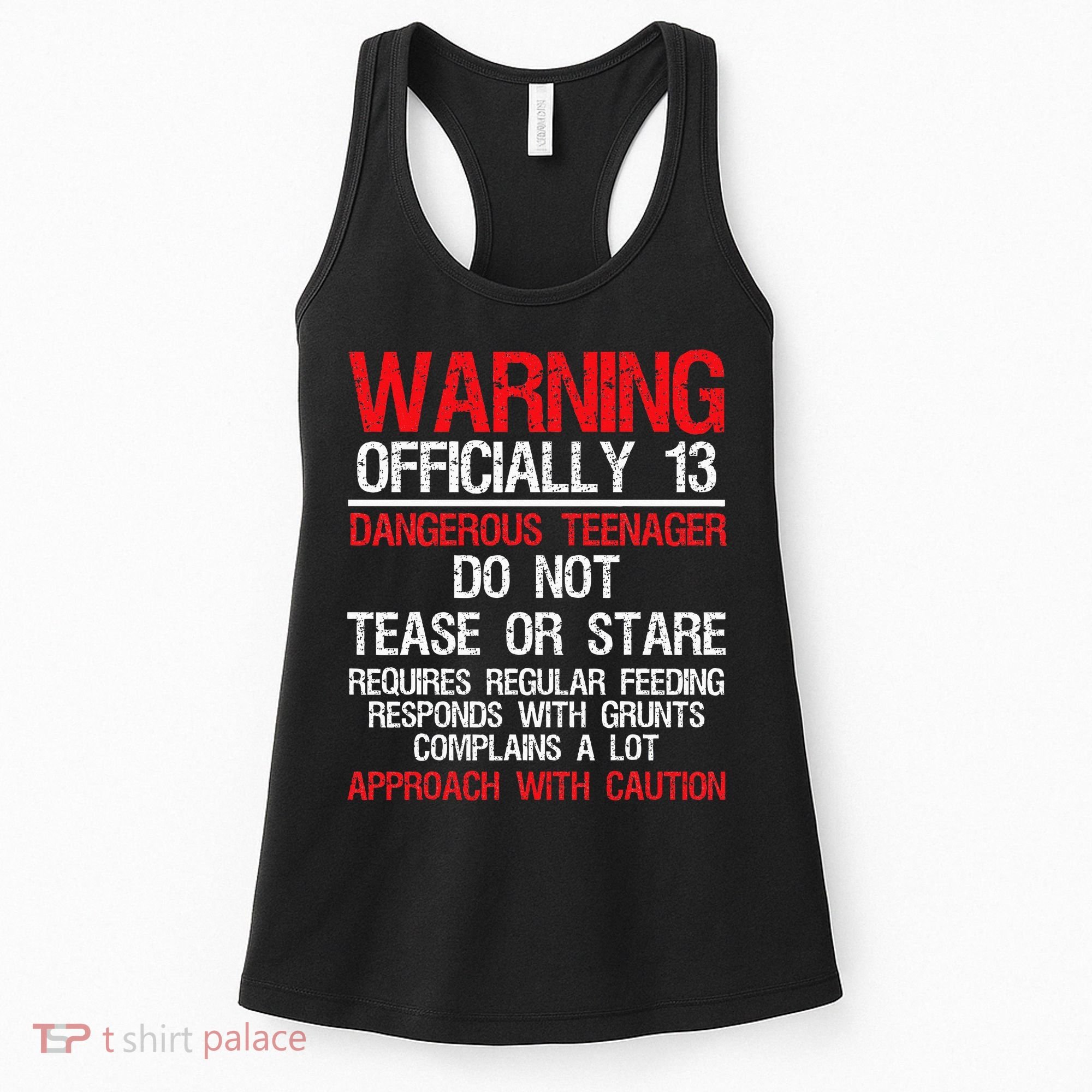 13 Years Old Warning Dangerous Teenager 13th Birthday Women's Tank Top