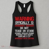 13 Years Old Warning Dangerous Teenager 13th Birthday Women's Tank Top thumb 3