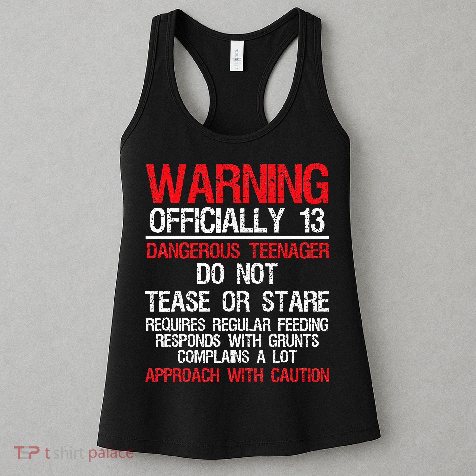 13 Years Old Warning Dangerous Teenager 13th Birthday Women's Tank Top