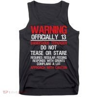 13 Years Old Warning Dangerous Teenager 13th Birthday Tank Top thumb 0