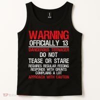 13 Years Old Warning Dangerous Teenager 13th Birthday Tank Top thumb 2