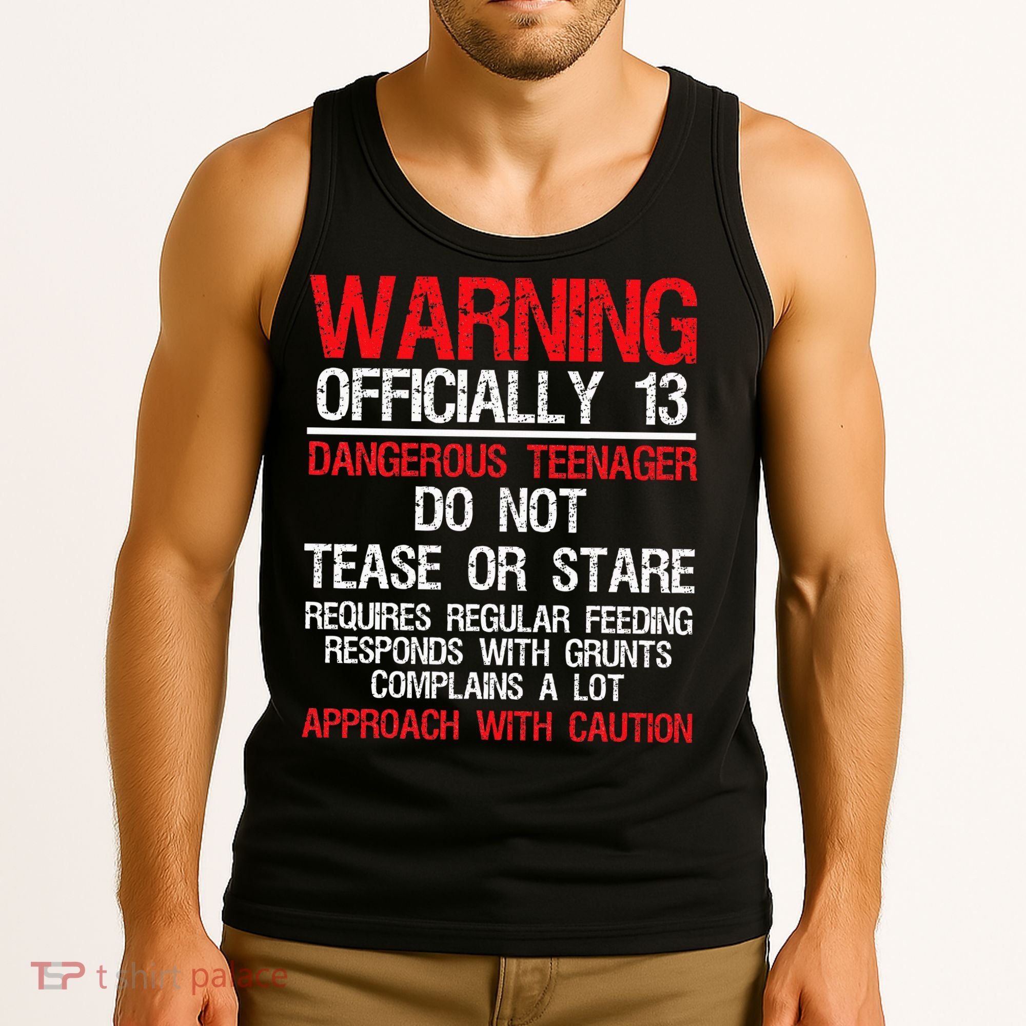 13 Years Old Warning Dangerous Teenager 13th Birthday Tank Top