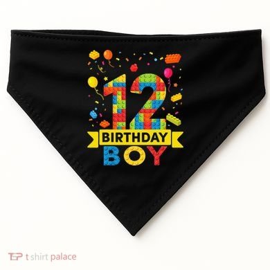 12 Year Old Building Blocks 12th Birthday USA-Made Doggie Bandana