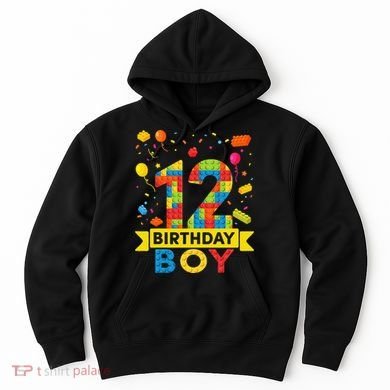 12 Year Old Building Blocks 12th Birthday Hoodie