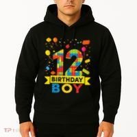 12 Year Old Building Blocks 12th Birthday Hoodie thumb 2