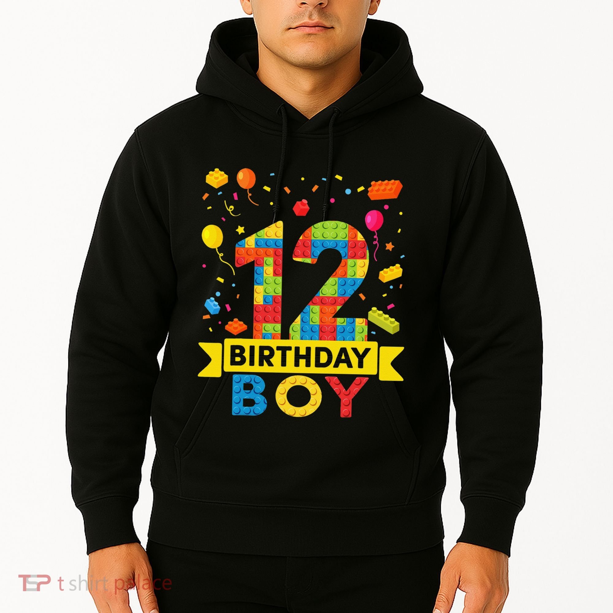 12 Year Old Building Blocks 12th Birthday Hoodie