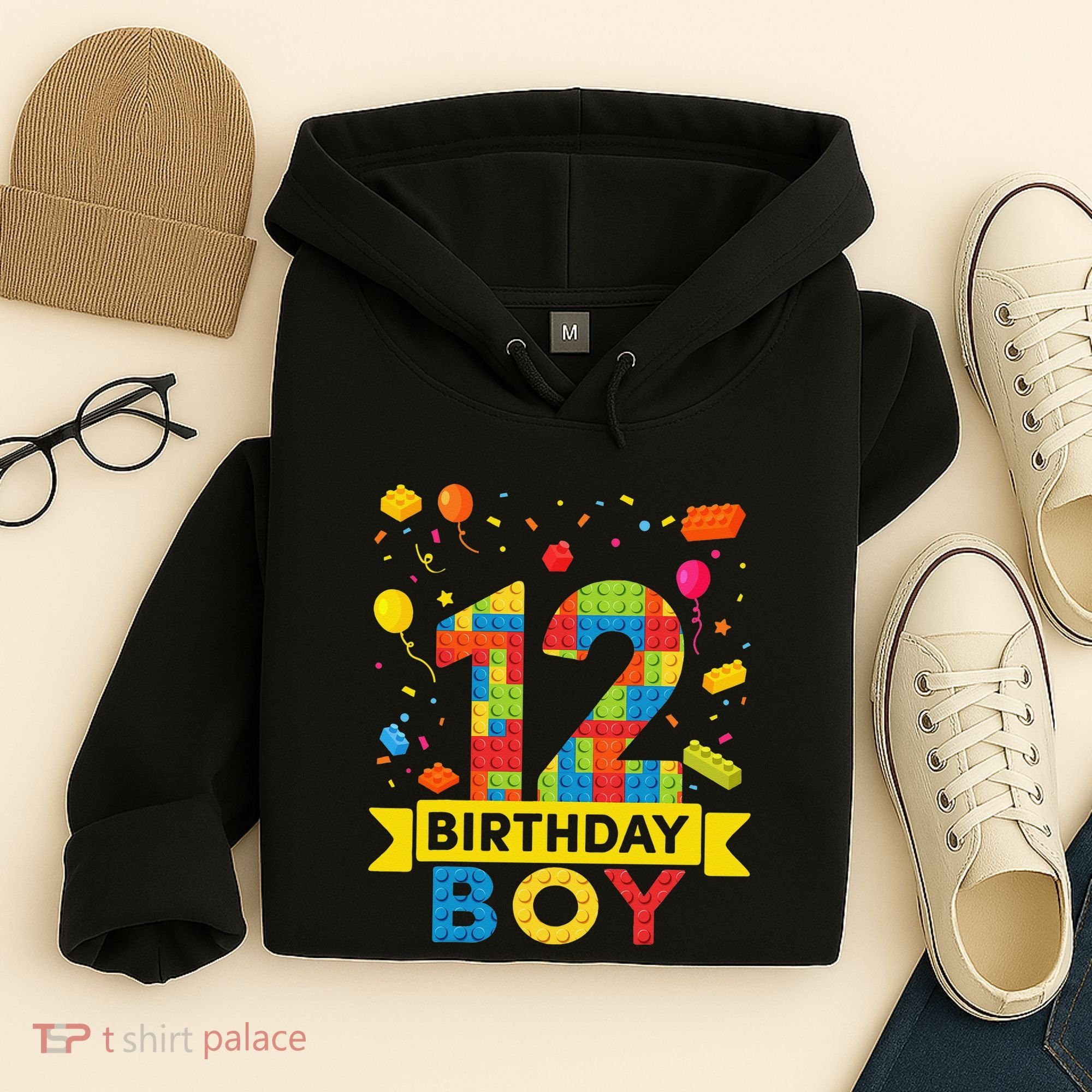 12 Year Old Building Blocks 12th Birthday Hoodie