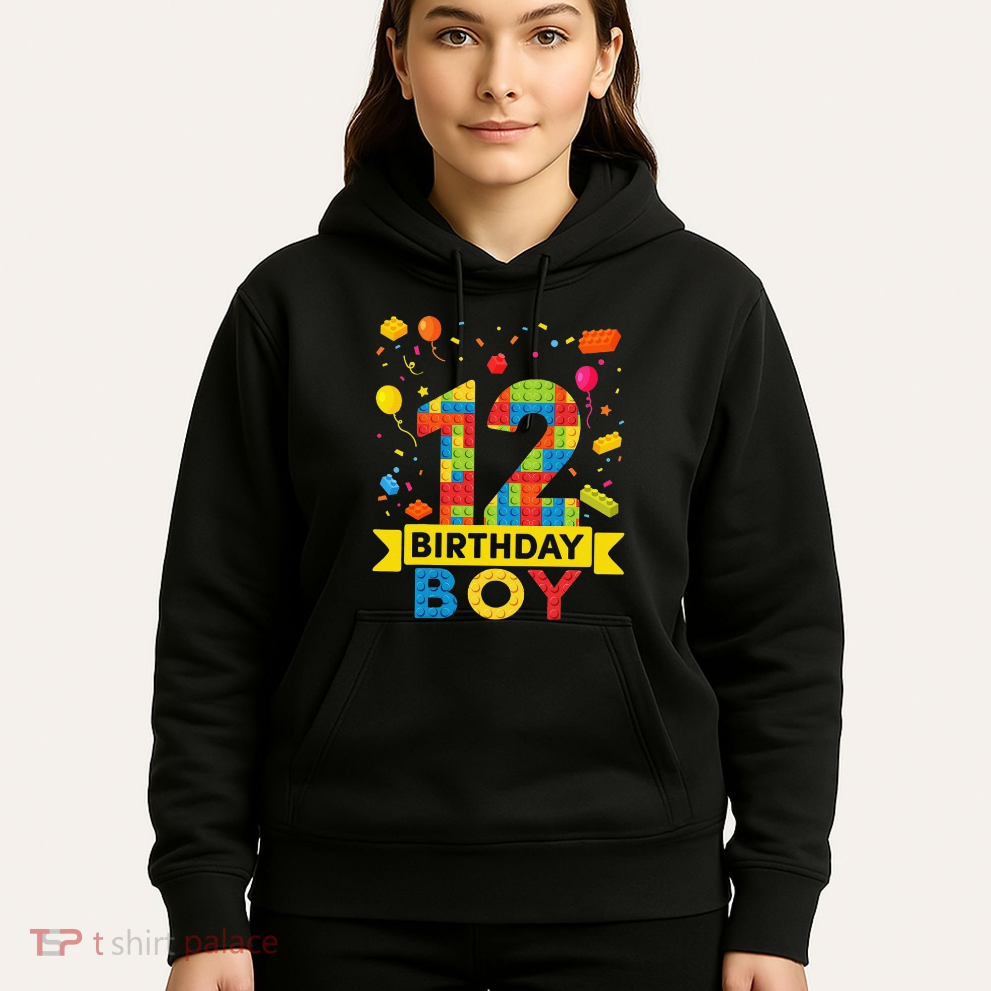 12 Year Old Building Blocks 12th Birthday Hoodie