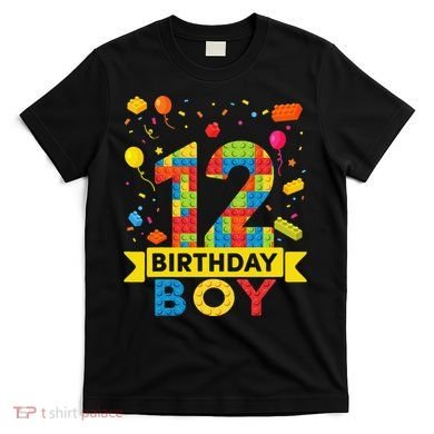 12 Year Old Building Blocks 12th Birthday T-Shirt