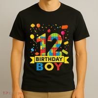 12 Year Old Building Blocks 12th Birthday T-Shirt thumb 3