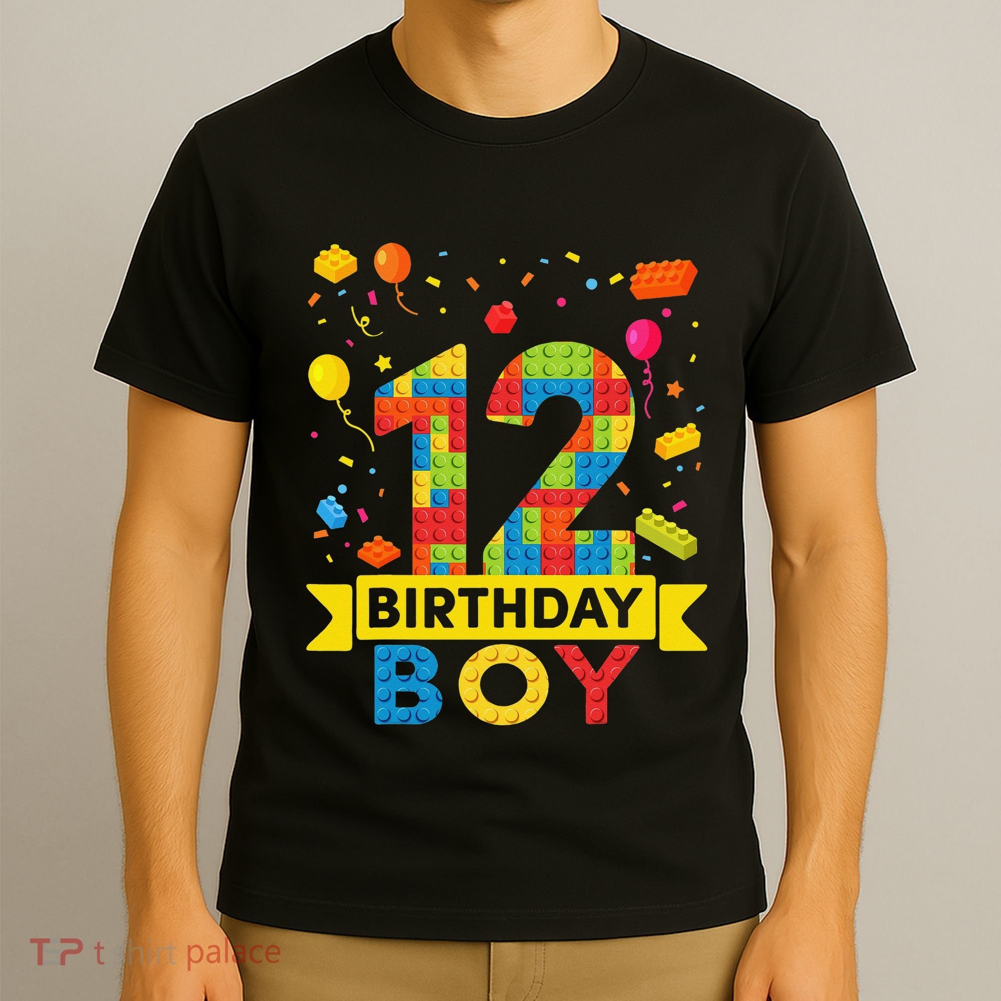 12 Year Old Building Blocks 12th Birthday T-Shirt